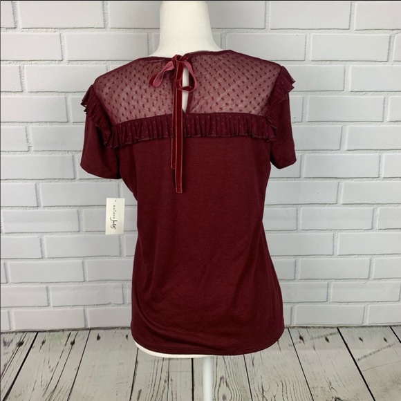 🔥MAISON JULES🔥SWISS DOT SHORT SLEEVE RUBY TOP SMALL NWT - Picture 5 of 5
